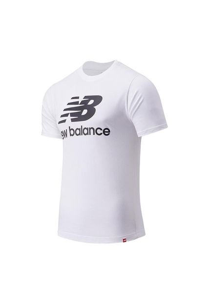 Camiseta New Balance Essentials Stacked Logo Hombre-Blanco