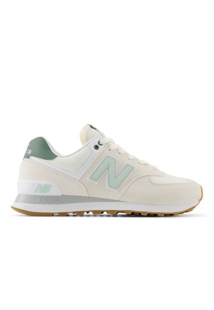 Tenis New Balance 574 Mujer-Beige/Verde