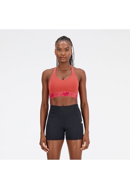 Top New Balance Crop Pace Bra 3 Naranja Mujer