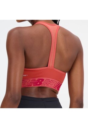 Top New Balance Crop Pace Bra 3 Naranja Mujer
