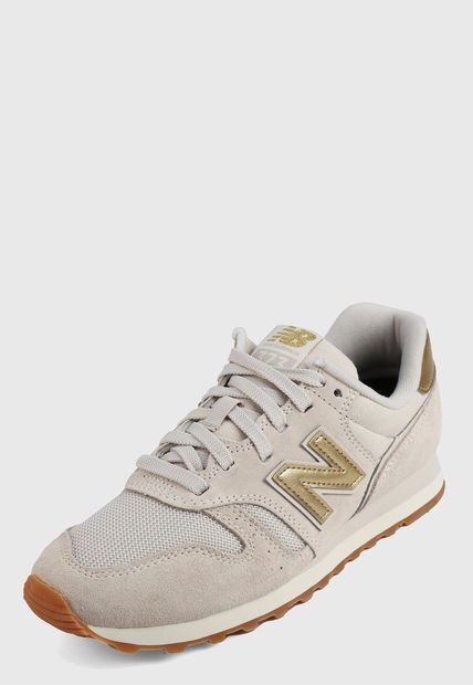 Tenis New Balance Blanco Con Dorado Tenis Lifestyle Gris-Dorado