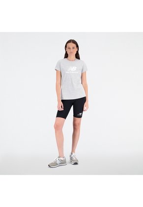 Camisa Deportiva New Balance Original Ess Stacked Gris Mujer