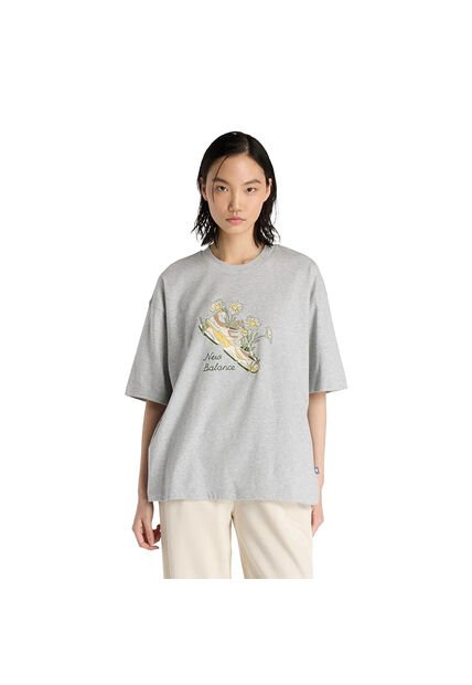 Camisa Deportiva New Balance Original Flower Shoe Gris Mujer