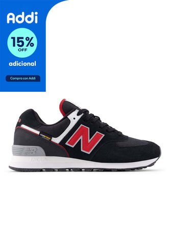 Tenis New Balance 574 Hombre-Negro/Rojo New Balance