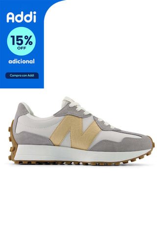 Tenis New Balance 327 Mujer-Gris/Dorado New Balance