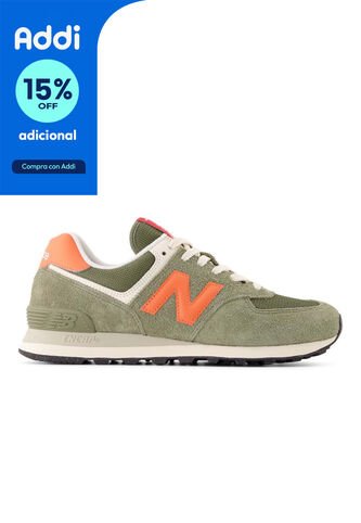Tenis New Balance 574 Hombre-Verde/Naranja New Balance