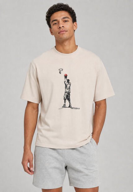 Camiseta new balance Hoops Player  Beige