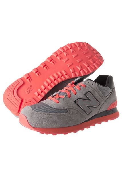 new balance 574 gris y naranja