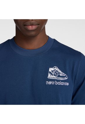 Camiseta New Balance Original Sport Sketch Azul Para Hombres