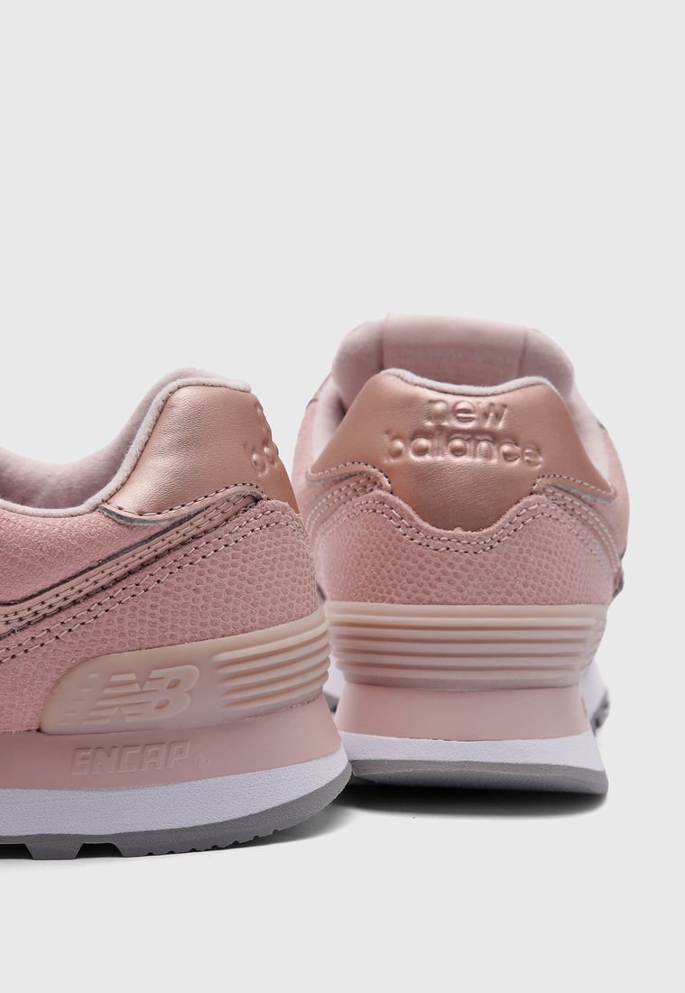 New balance 574 mujer rosa dorado best sale