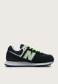 Tenis Lifestyle Negro-Verde Neón-Blanco New Balance Kids 574 de New Balance