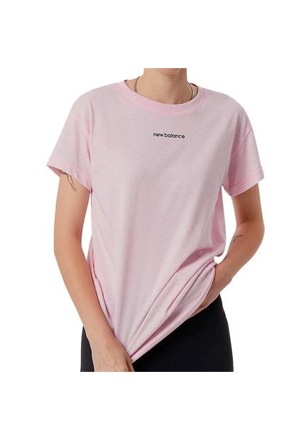Camiseta New Balance Relentless Crew Para Mujer-Rosa