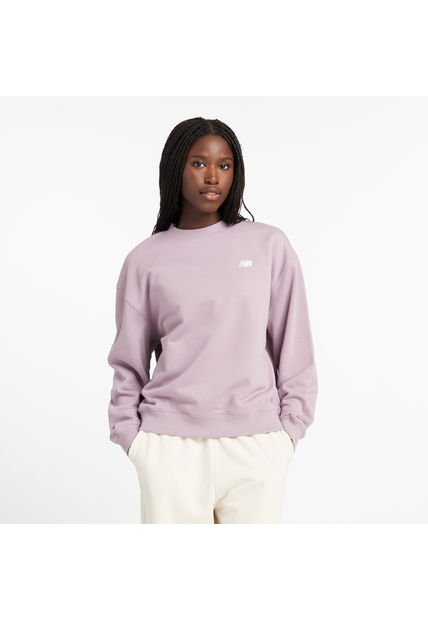 Sueter Marca New Balance Sport Essential Original Lila Mujer