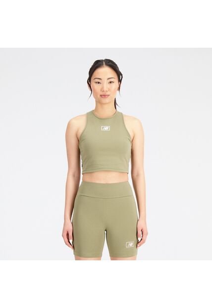 Top Marca New Balance Essentials Bra Original Verde Mujer