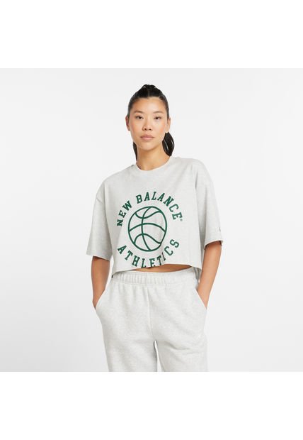 Camisa Tshirt Marca New Balance Oversized 550 Gris Mujer
