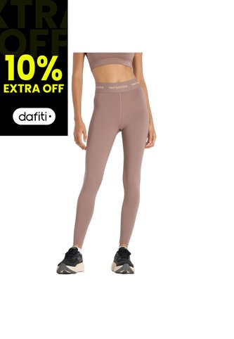 Legging New Balance Original Sleek High Rise Café Para Mujer New Balance