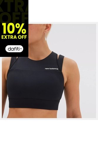 Top New Balance Original Shape Shield Crop Bra Negro Mujer New Balance