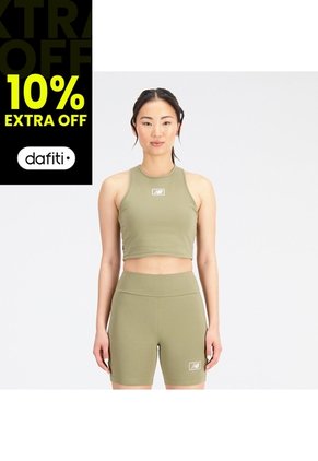 Top Marca New Balance Essentials Bra Original Verde Mujer