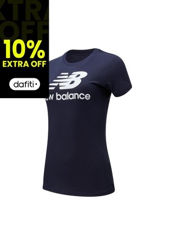 Camiseta New Balance Essentials Stacked Para Mujer-Azul New Balance