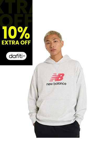 Hoodie New Balance Originales French Terry Gris Para Hombre