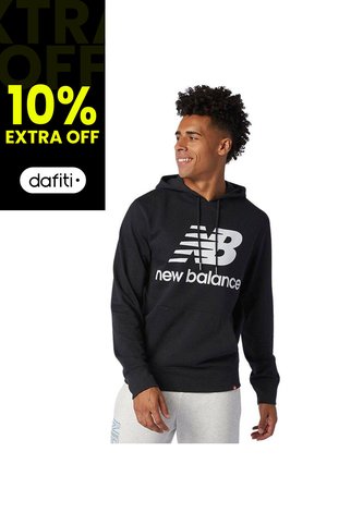 Hoodie New Balance Originals Essentials Stacked Negro Hombre New Balance