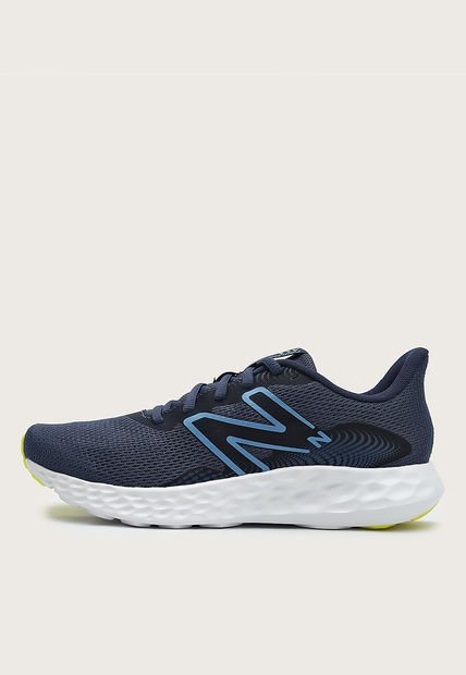 Tenis Running Azul-Blanco-Amarillo Neón New Balance 411 v3