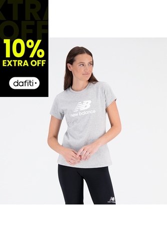 Camisa Deportiva New Balance Original Ess Stacked Gris Mujer New Balance