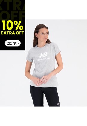 Camisa Deportiva New Balance Original Ess Stacked Gris Mujer
