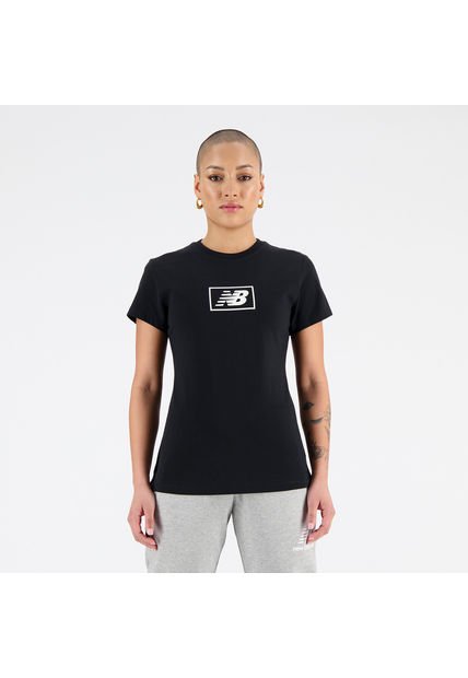 Camisa Deportiva New Balance Essentials Negro Para Mujer