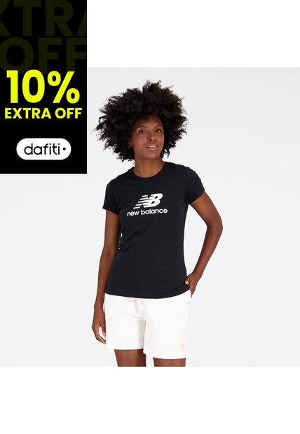 Camisa Deportiva New Balance Original EssStacked Negro Mujer