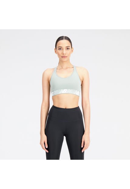 Top New Balance Original Crop Pace Bra 3.0 Verde Para Mujer