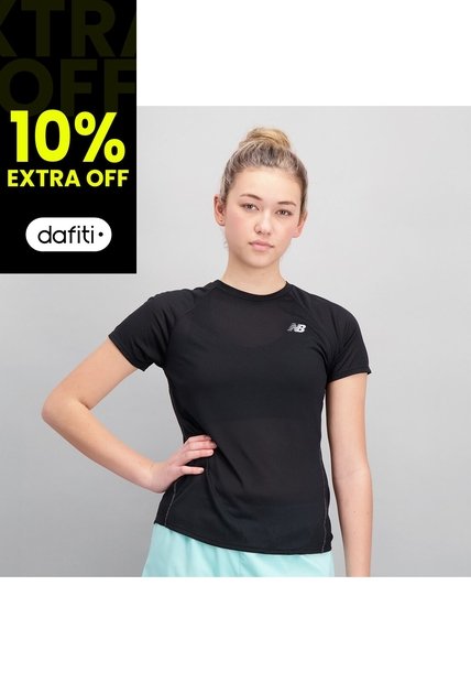 Camisa Deportiva New Balance Original Impact Run Negro Mujer