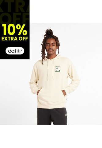 Hoodie Marca New Balance French Terry Original Beige Hombre New Balance