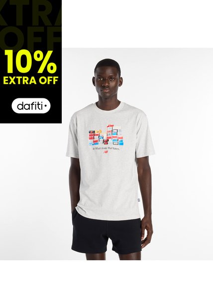 Camisa Deportiva New Balance Original Boxes Gris Para Hombre
