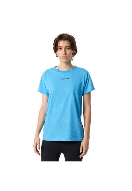Camiseta New Balance Relentless Crew Para Mujer-Azul