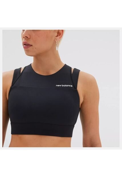 Top New Balance Original Shape Shield Crop Bra Negro Mujer