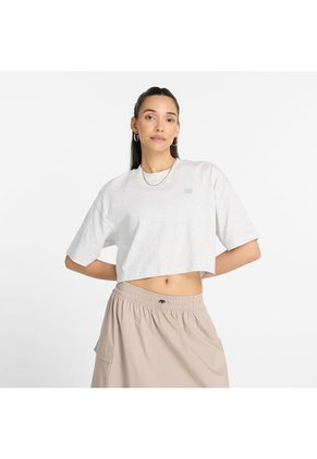 Camisa Deportiva New Balance Oversized Jersey Blanco Mujer