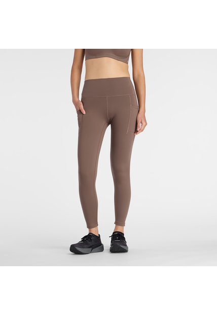 Leggings New Balance Originales Sleek Pocket Café Para Mujer