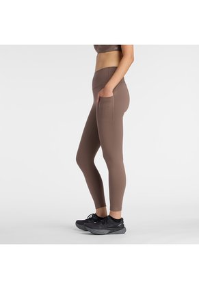 Leggings New Balance Originales Sleek Pocket Café Para Mujer