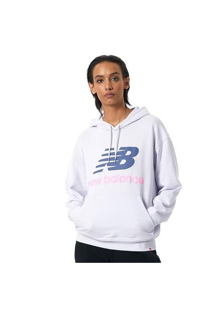 Hoodie New Balance Essentials Para Mujer-Blanco/Morado