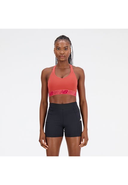 Top New Balance Original Crop Pace Bra 3 Naranja Para Mujer
