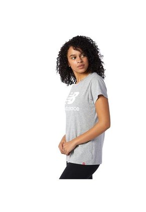 Camiseta New Balance Essentials Stacked Para Mujer-Gris