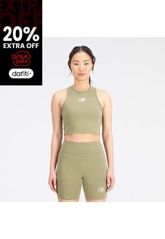 Top Marca New Balance Essentials Bra Original Verde Mujer New Balance