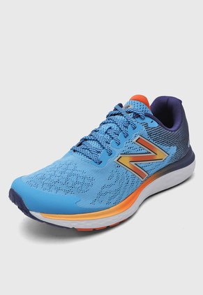 Tenis Running Azul-Naranja Neón-Blanco New Balance Fresh Foam 680v7