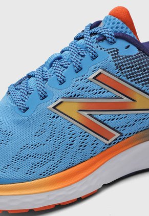 Tenis Running Azul-Naranja Neón-Blanco New Balance Fresh Foam 680v7