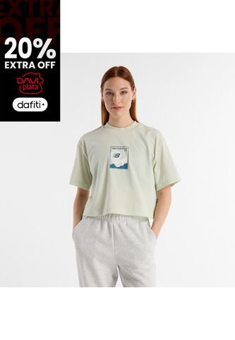 Camisa Tshirt Marca New Balance Relaxed 550 Verde Mujer New Balance