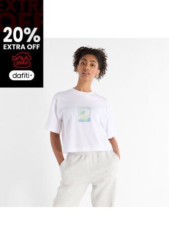 Camisa Tshirt Marca New Balance Relaxed 550 Blanco Mujer New Balance
