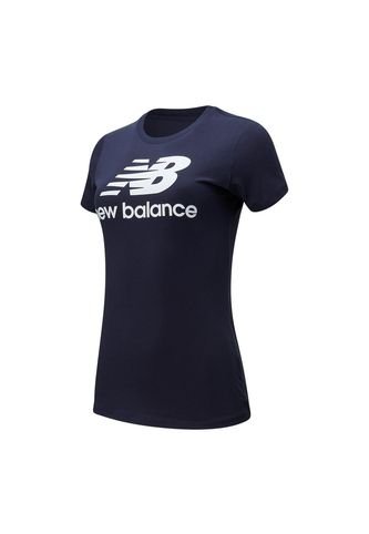 Camiseta New Balance Essentials Stacked Para Mujer-Azul New Balance
