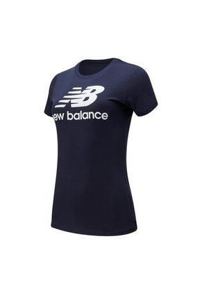 Camiseta New Balance Essentials Stacked Para Mujer-Azul
