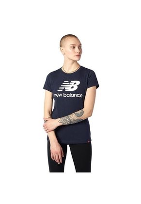Camiseta New Balance Essentials Stacked Para Mujer-Azul